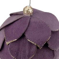 7" Purple Flower Glitter Petal Shatterproof Ball Christmas Ornament