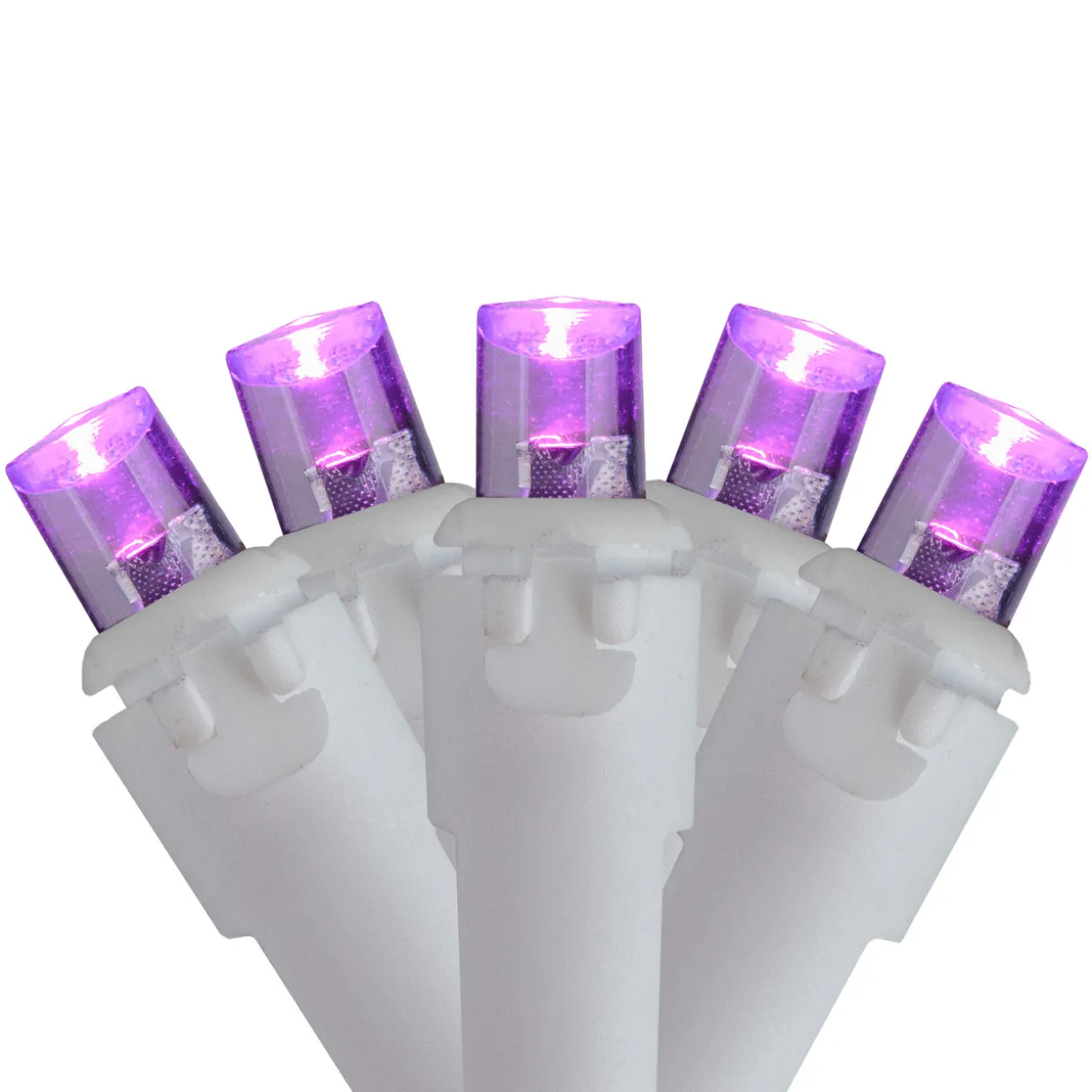 50 Purple LED Wide Angle Christmas Lights - 16.25 ft White Wire