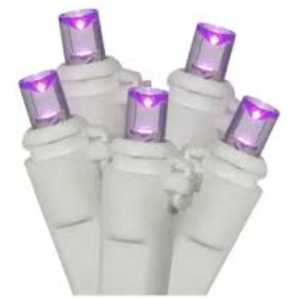 50 Purple LED Wide Angle Christmas Lights - 16.25 ft White Wire