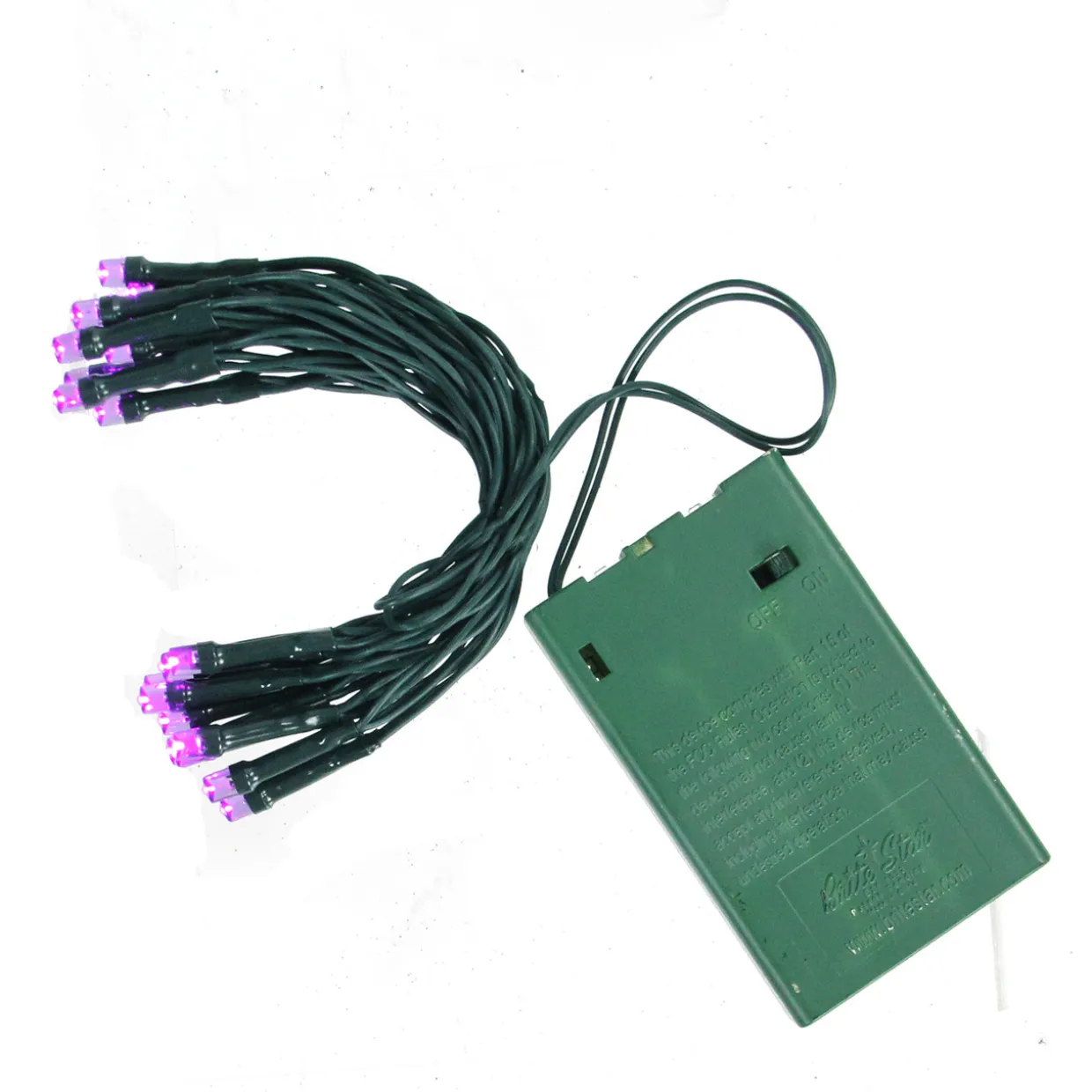 20 Purple LED Wide Angle Mini Christmas Lights - 6.25 ft Green Wire