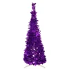 4' Purple Tinsel Pop-Up Artificial Christmas Tree, Unlit