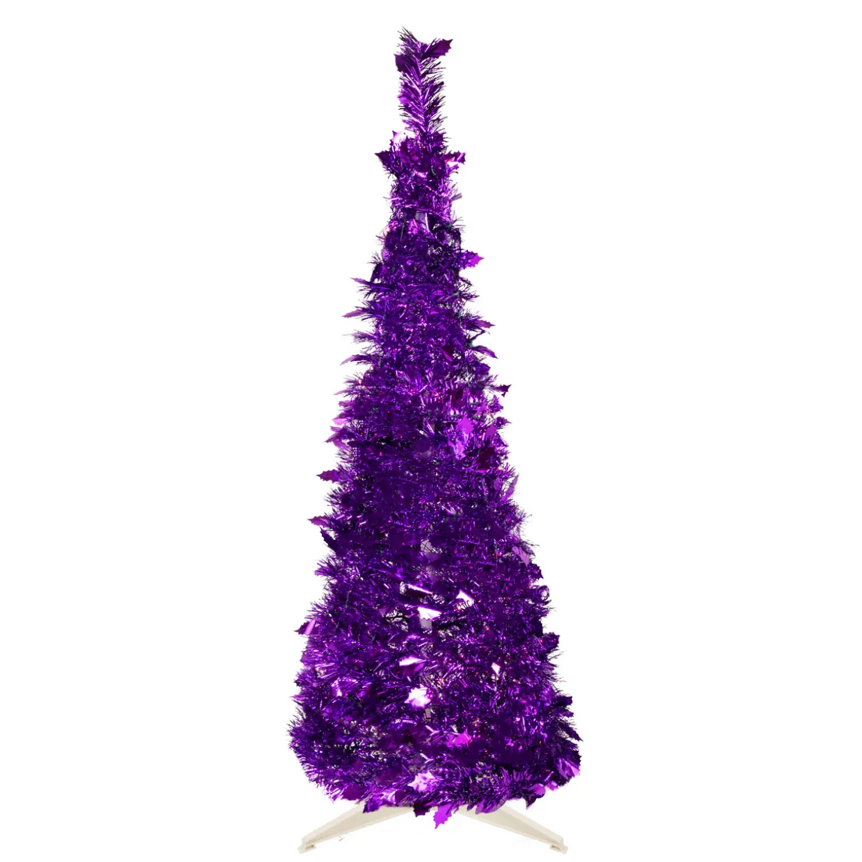 4' Purple Tinsel Pop-Up Artificial Christmas Tree, Unlit