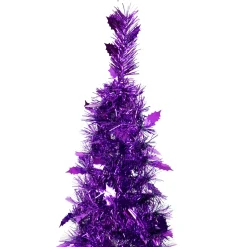 4' Purple Tinsel Pop-Up Artificial Christmas Tree, Unlit