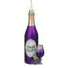 5.75" Purple Wine Country Bottle Glass Christmas Ornament