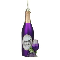 5.75" Purple Wine Country Bottle Glass Christmas Ornament