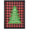 16" Red and Black Buffalo Plaid Christmas Tree Shadow Box Wall Plaque
