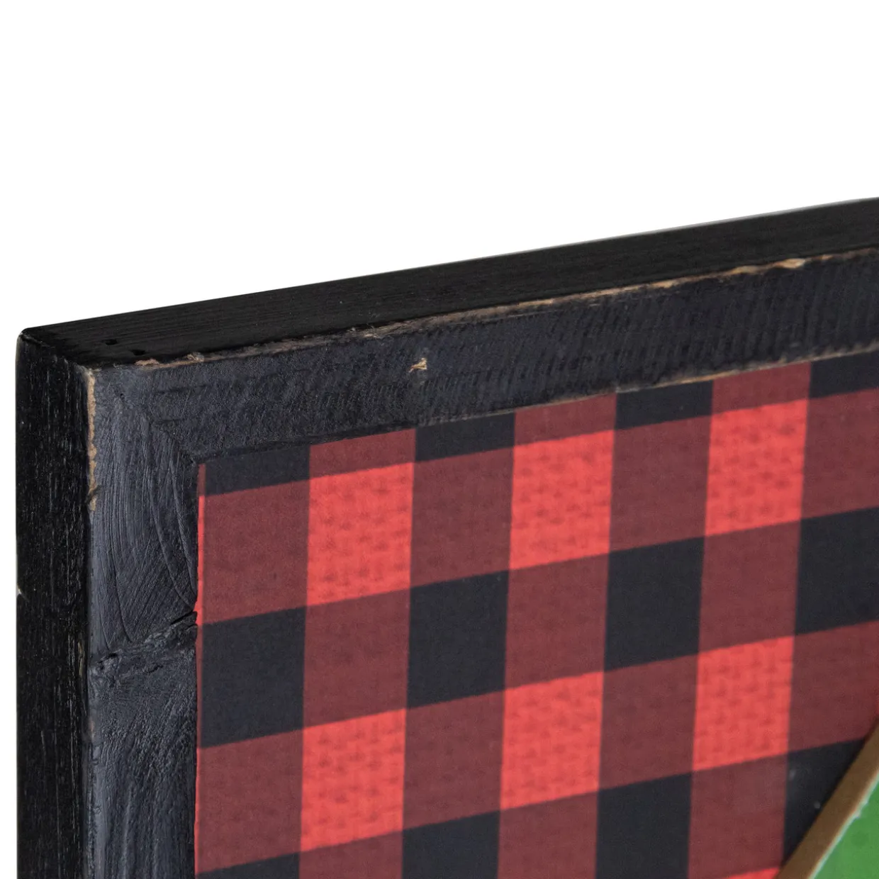 16" Red and Black Buffalo Plaid Christmas Tree Shadow Box Wall Plaque