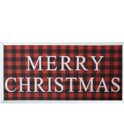 24” Red and Black Buffalo Plaid Merry Christmas Wooden Hanging Wall Sign