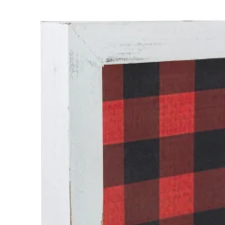 24” Red and Black Buffalo Plaid Merry Christmas Wooden Hanging Wall Sign