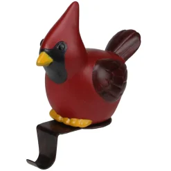 5.5" Red and Black Sitting Cardinal Bird Christmas Stocking Holder
