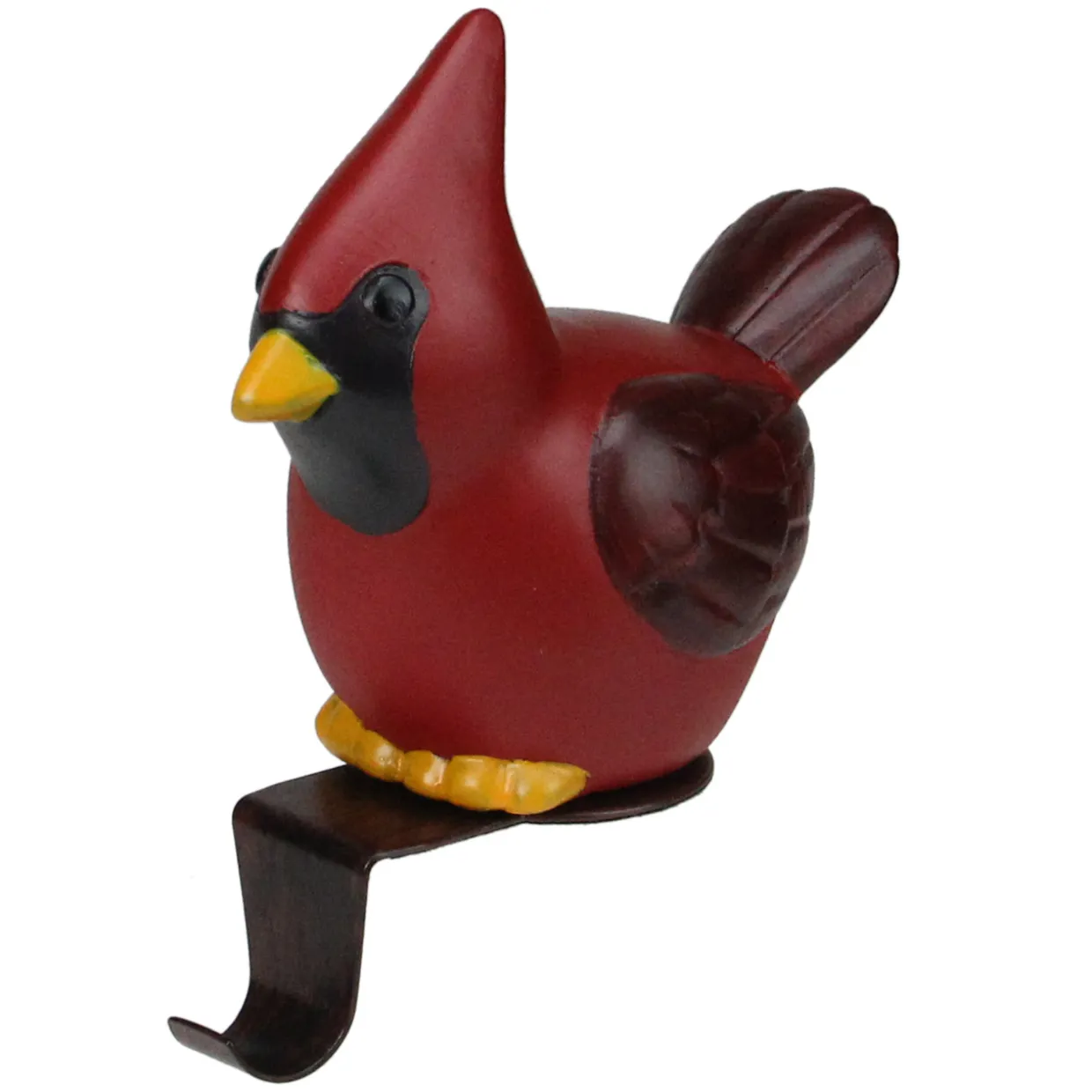 5.5" Red and Black Sitting Cardinal Bird Christmas Stocking Holder