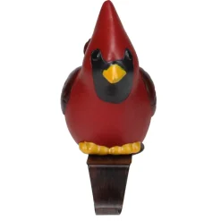 5.5" Red and Black Sitting Cardinal Bird Christmas Stocking Holder