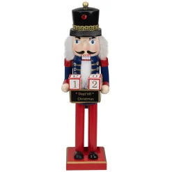 14" Red and Blue Christmas Nutcracker with Countdown Sign