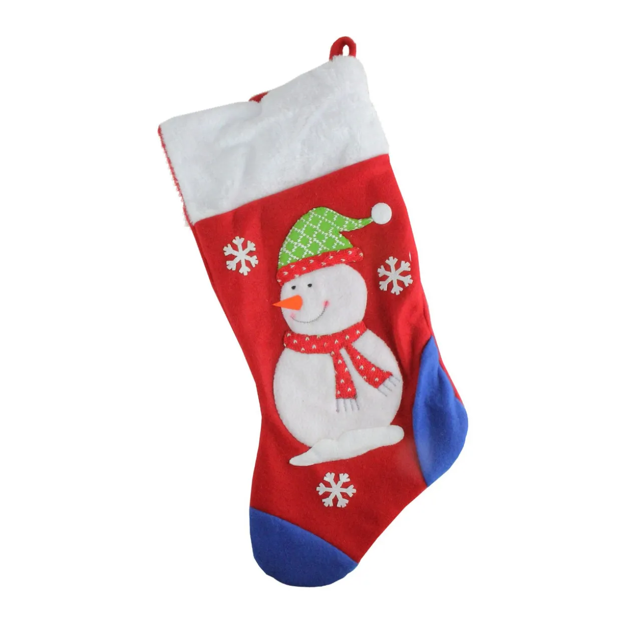 19'' Red and Blue Plush Cuff Snowman Christmas Stocking