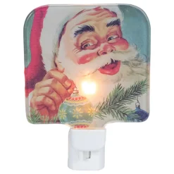 4" Red and Blue Santa Glass Christmas Night Light
