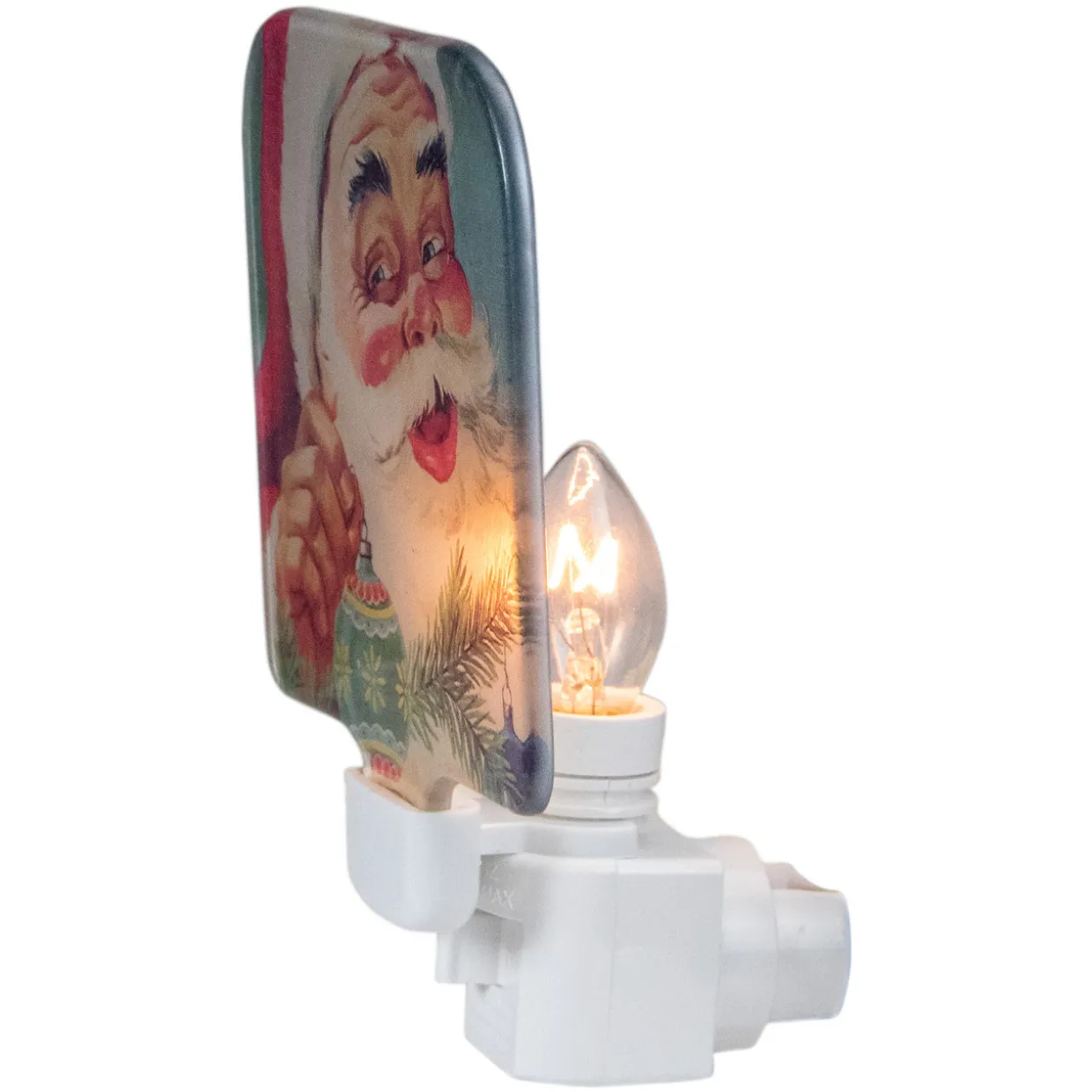 4" Red and Blue Santa Glass Christmas Night Light
