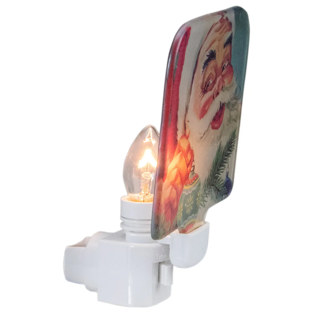 4" Red and Blue Santa Glass Christmas Night Light