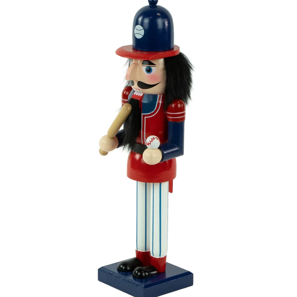 14" Red and Blue Wooden Christmas Nutcracker Baseball Player