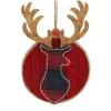 6" Red and Brown Deer Head Silhouette Christmas Ornament