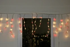 50 Red and Clear Mini Icicle Christmas Lights - 2.5 ft White Wire