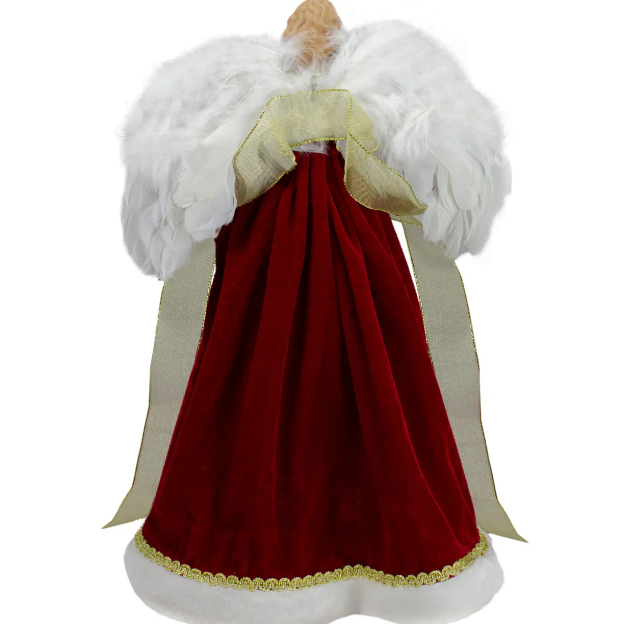 18" Red and Gold Angel in a Dress Christmas Tree Topper - Unlit