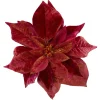 9" Red and Gold Artificial Poinsettia Clip-On Christmas Ornament