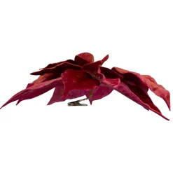 9" Red and Gold Artificial Poinsettia Clip-On Christmas Ornament