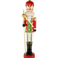 22" Red and Gold Christmas Nutcracker with Scepter