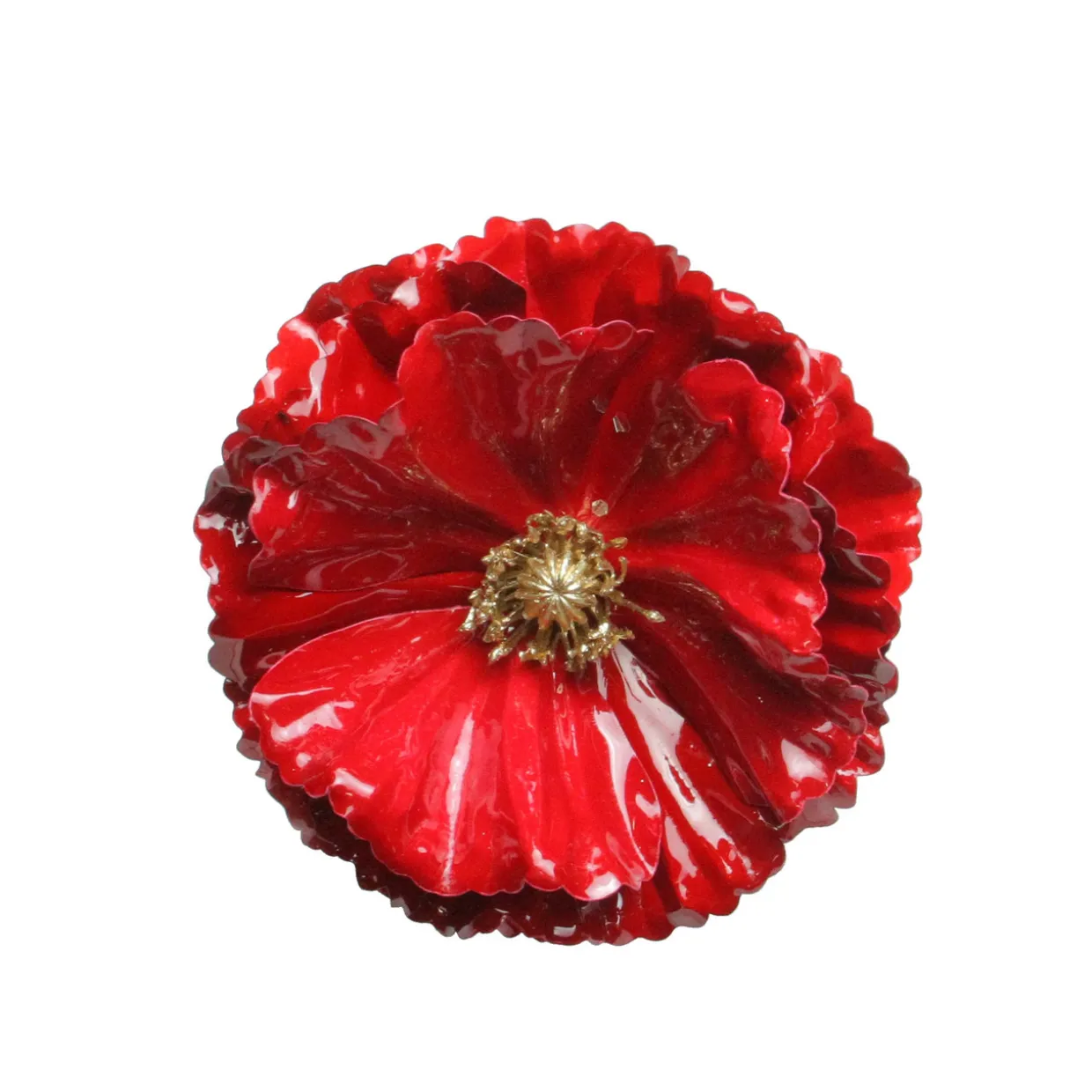 4.5" Red and Gold Contemporary Poppy Christmas Clip