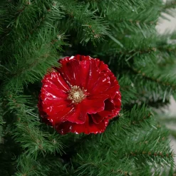 4.5" Red and Gold Contemporary Poppy Christmas Clip
