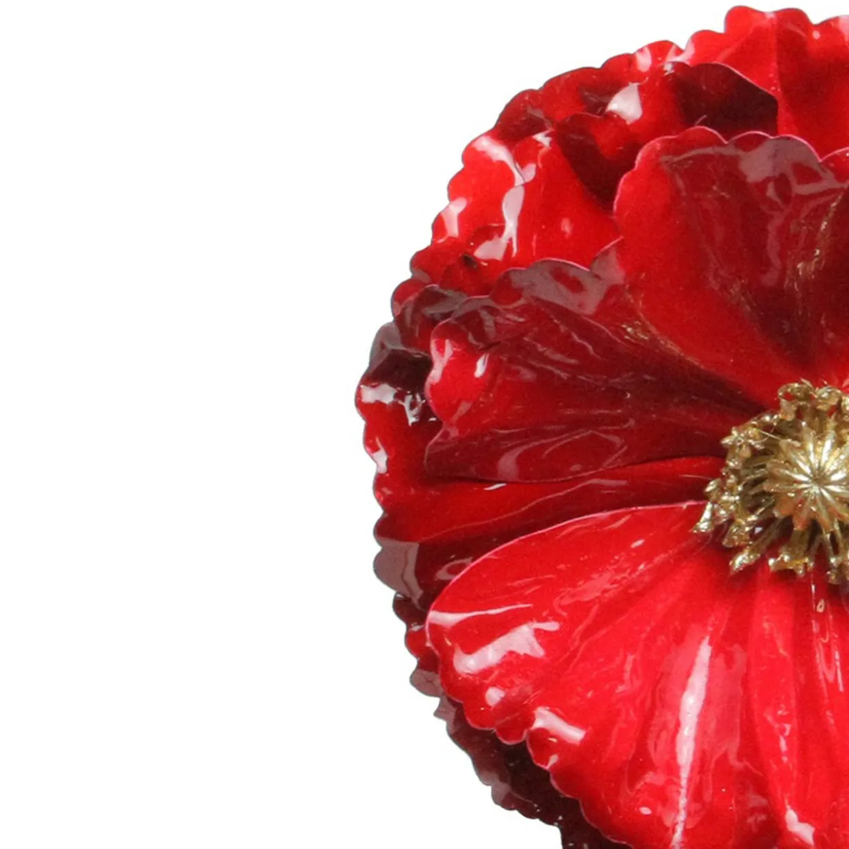 4.5" Red and Gold Contemporary Poppy Christmas Clip