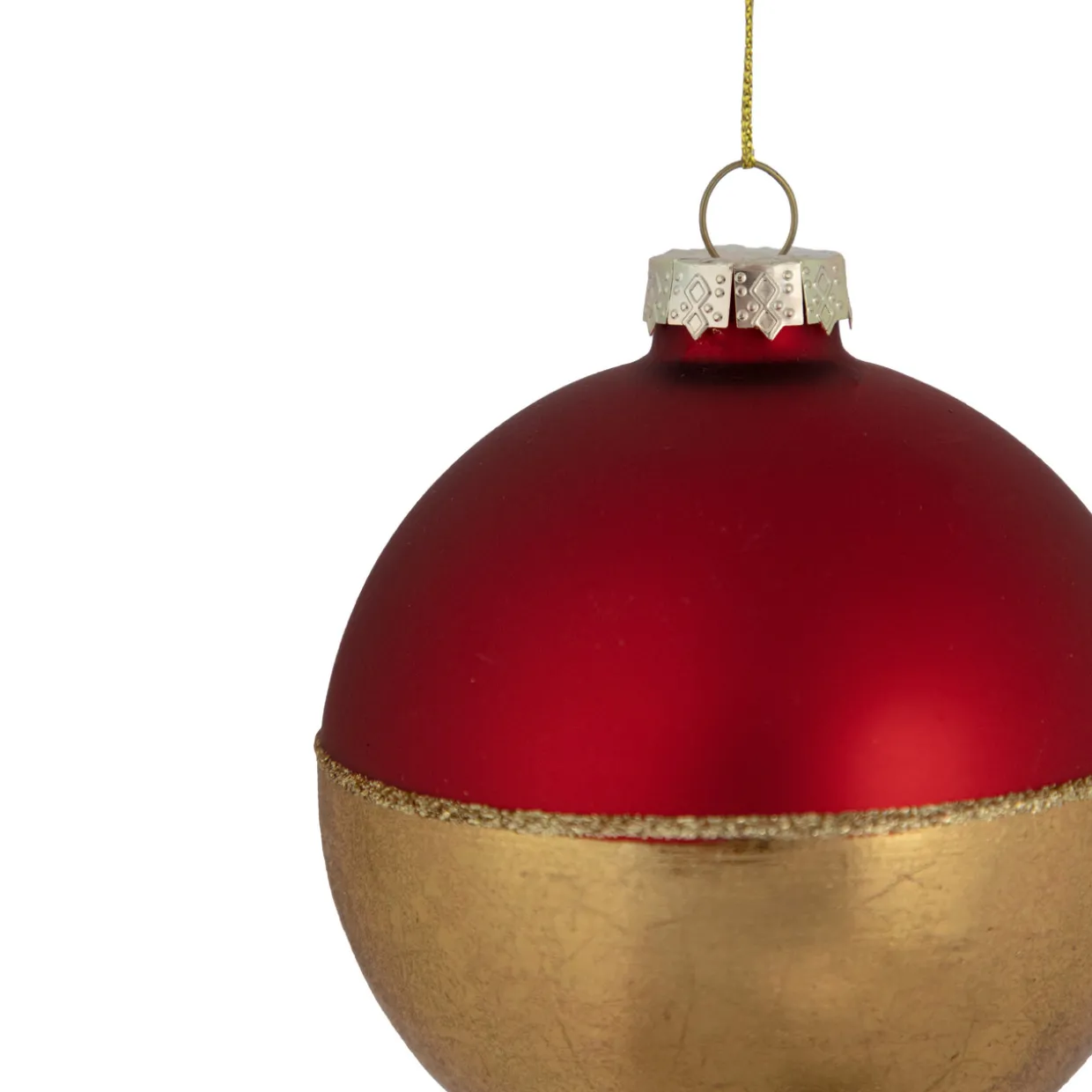 3.5" Red and Gold Glass Ball Christmas Ornament