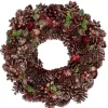 13" Red and Gold Glittered Pine Cone and Berry Christmas Wreath