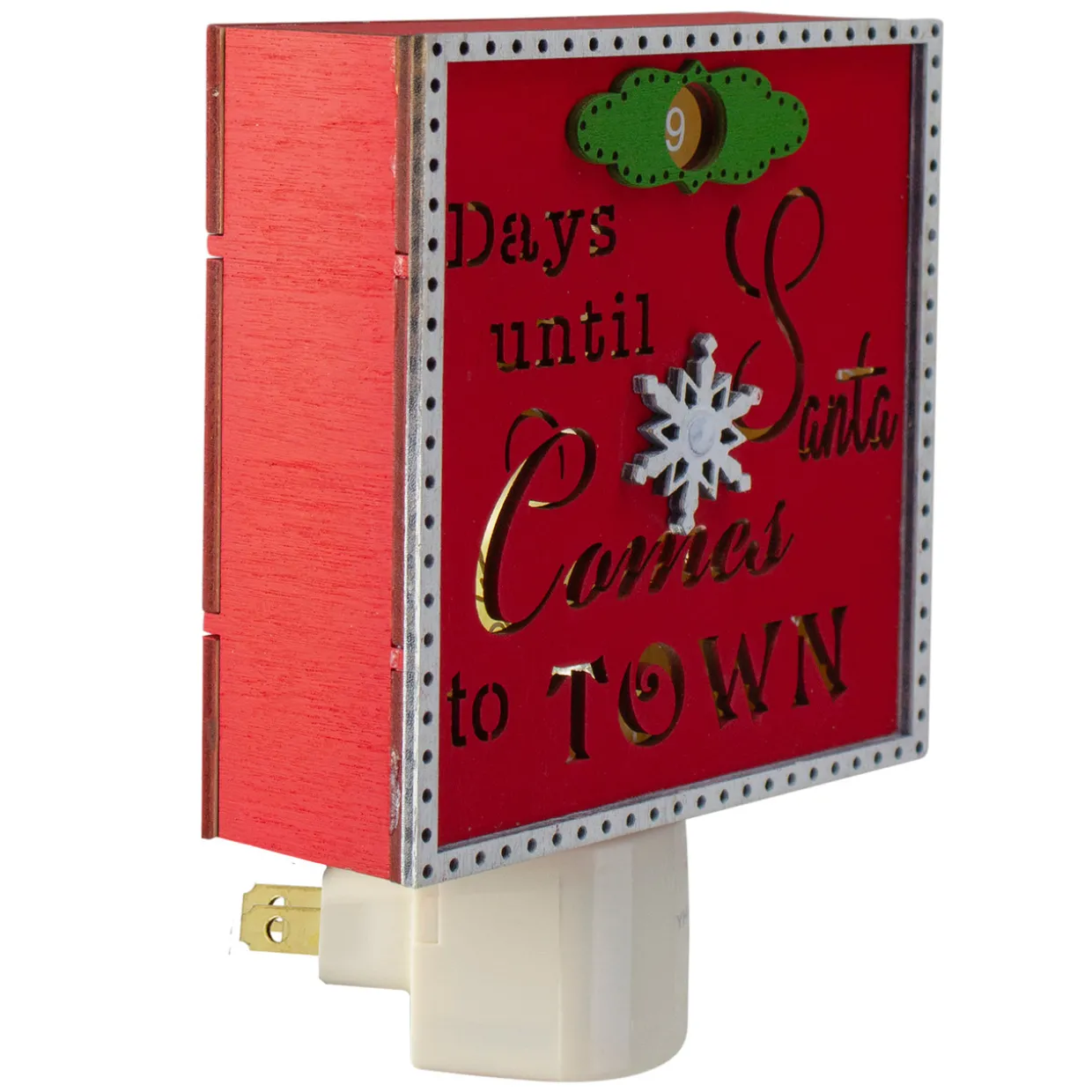 5" Red and Gold Santa Countdown Christmas Night Light
