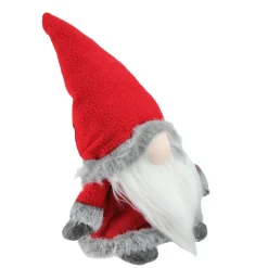 13" Red and Gray Sitting Santa Christmas Gnome with Faux Fur Trim