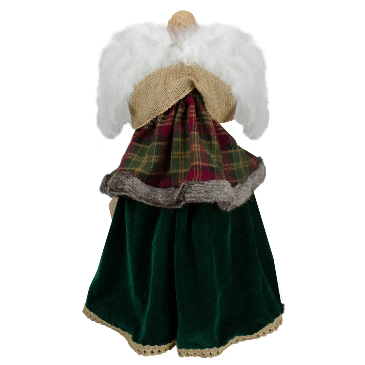 18" Red and Green Angel in a Dress Christmas Tree Topper Accented with Holly Berries - Unlit