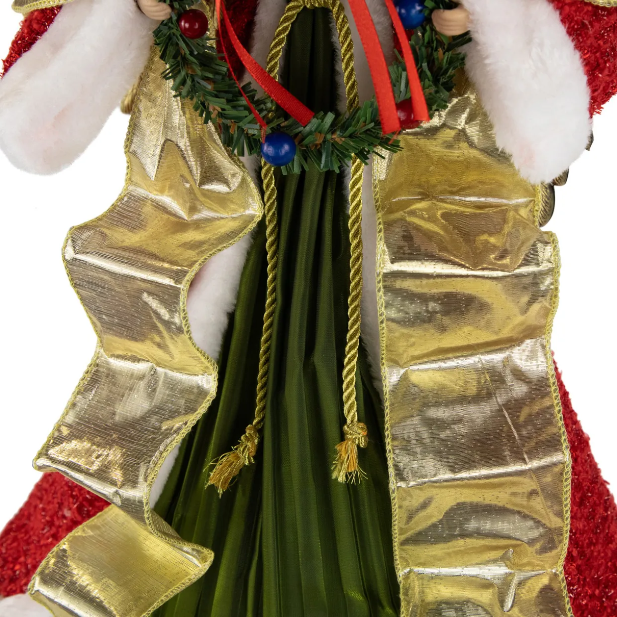 18" Red and Green Angel with Wreath Christmas Tree Topper, Unlit