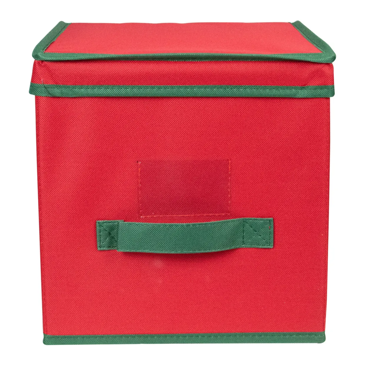 13” Red and Green Christmas Ornament Storage Box with Removable Dividers