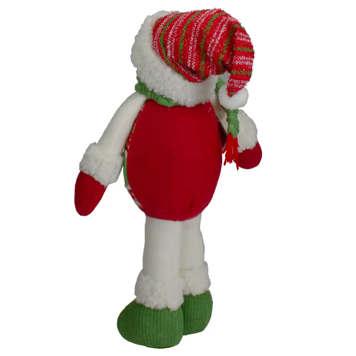 17.5" Red and Green Jolly Plush Snowman Christmas Figure