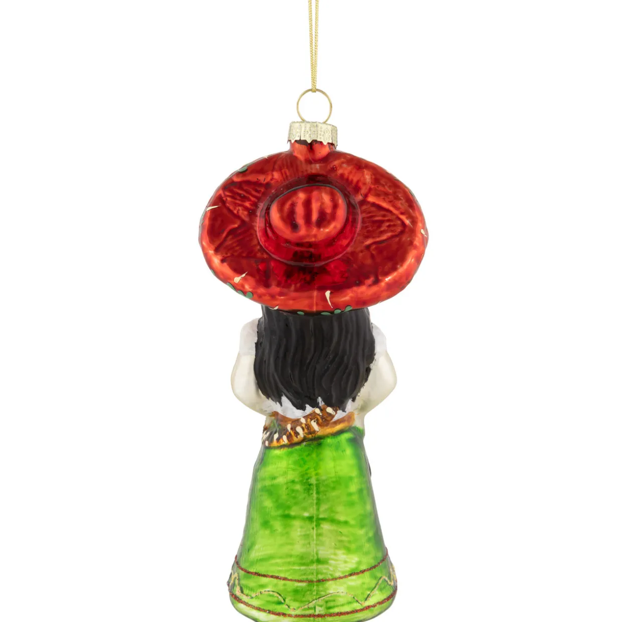 5.75" Red and Green Latina Lady Glass Christmas Ornament