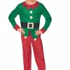 45" Red and Green Men's Elf Costume With a Christmas Santa Hat - Plus Size
