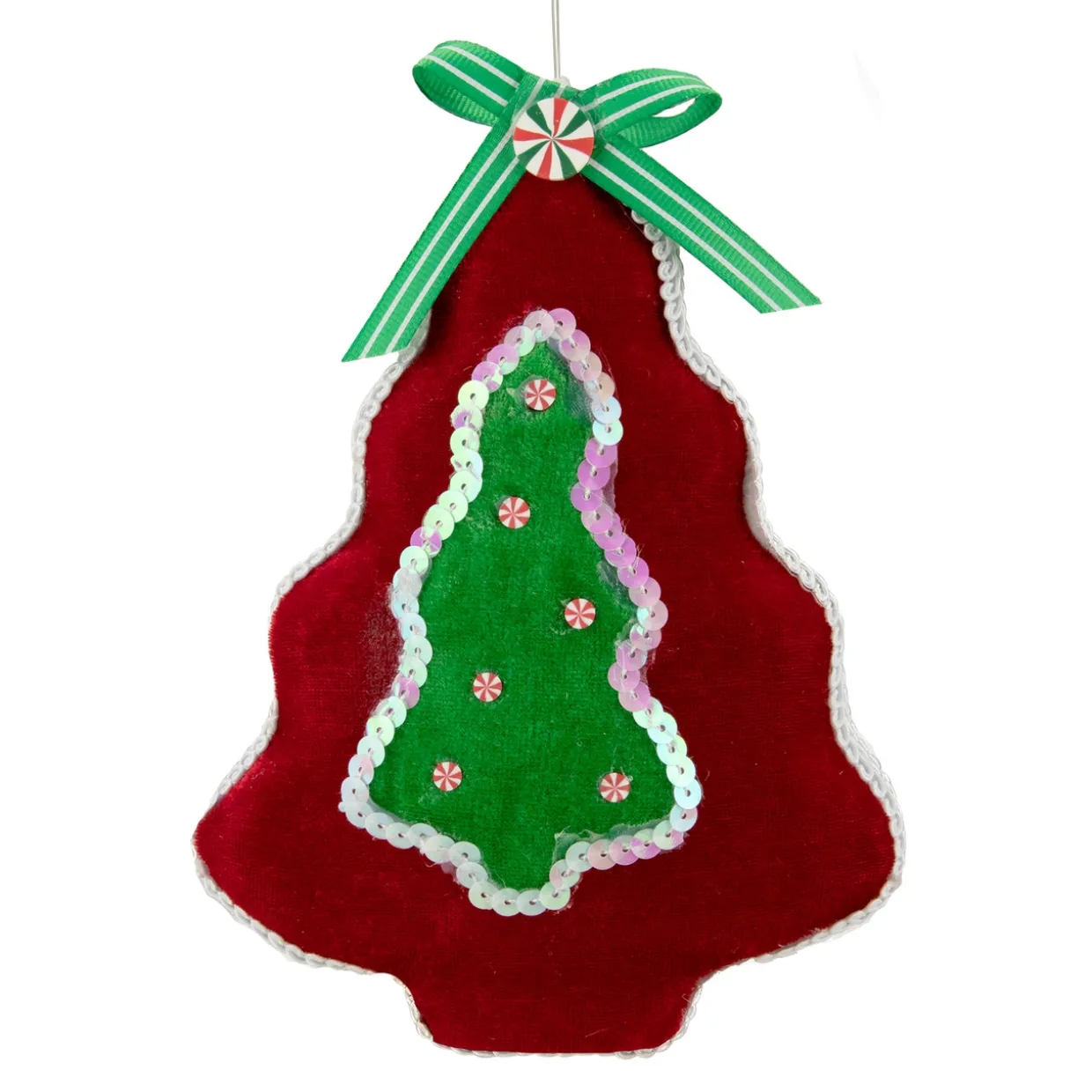 7.5" Red and Green Peppermint Tree Christmas Ornament