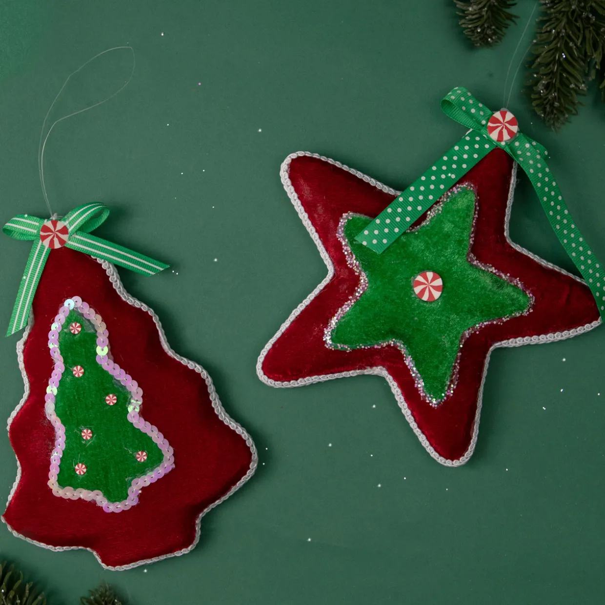 7.5" Red and Green Peppermint Tree Christmas Ornament