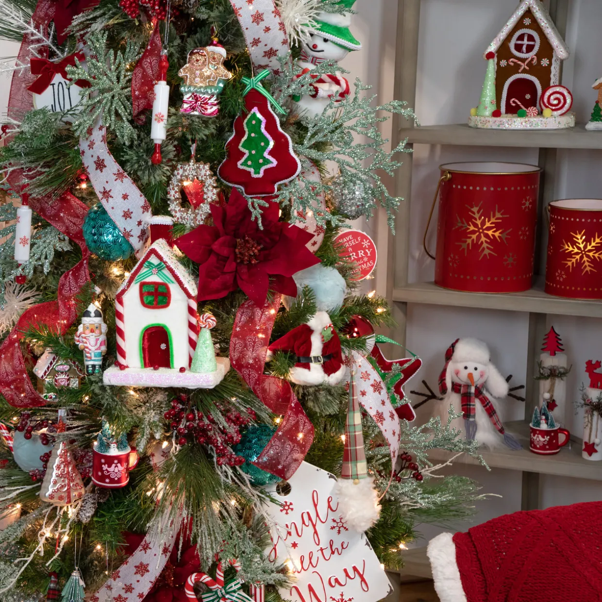 7.5" Red and Green Peppermint Tree Christmas Ornament