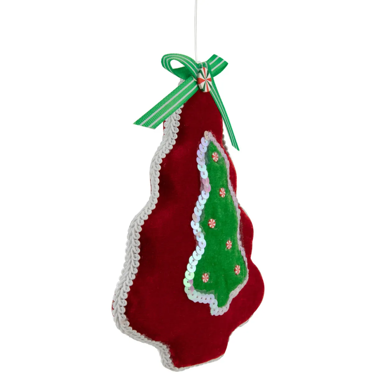 7.5" Red and Green Peppermint Tree Christmas Ornament