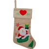 19" Red and Green Santa Claus in Sleigh Embroidered Christmas Stocking