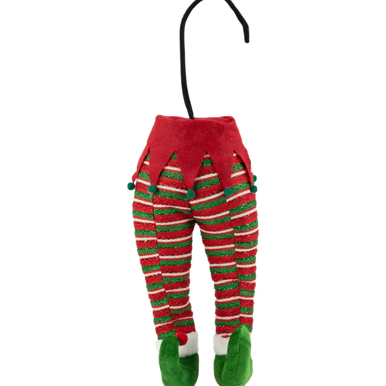 19" Red and Green Striped Elf Legs Christmas Decoration