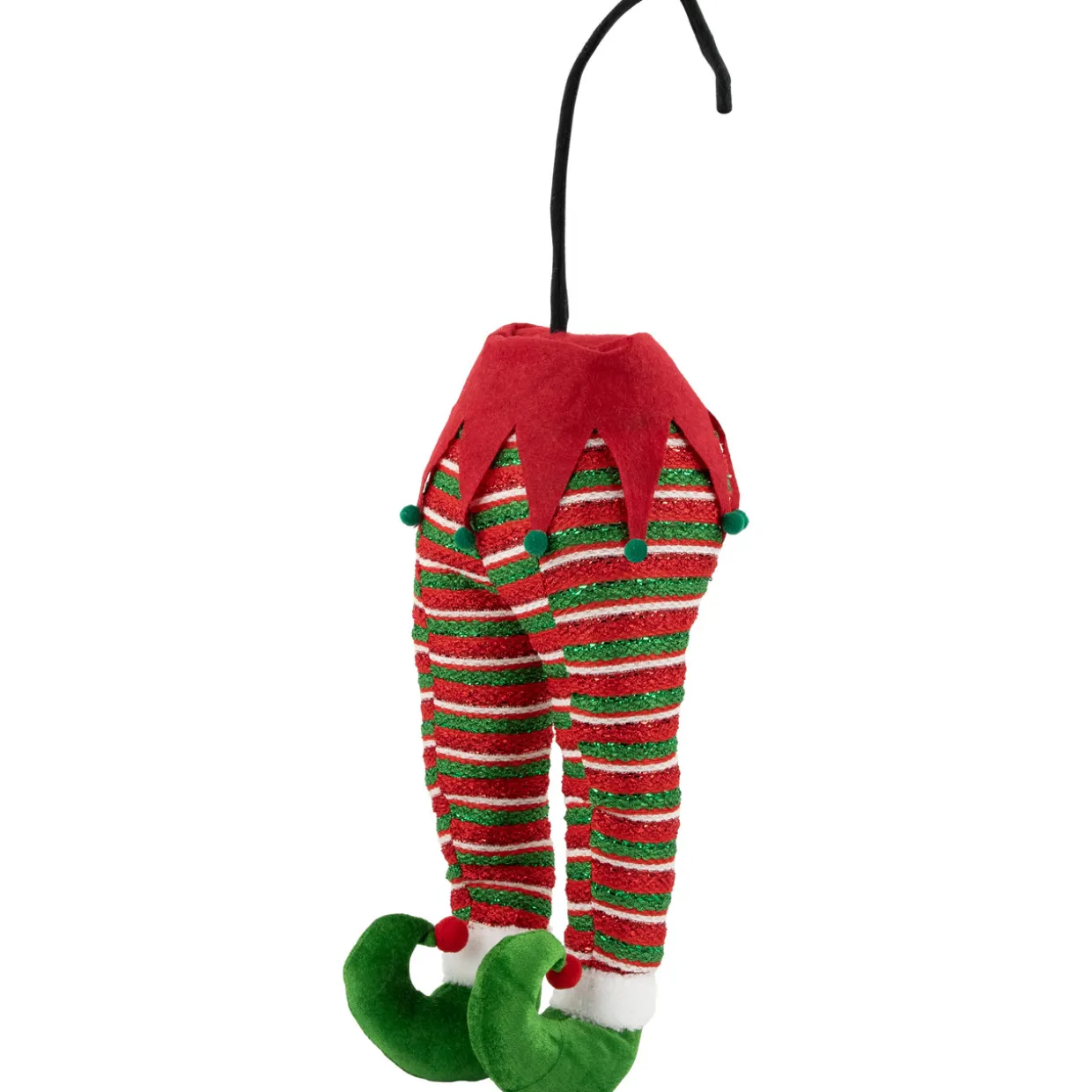19" Red and Green Striped Elf Legs Christmas Decoration