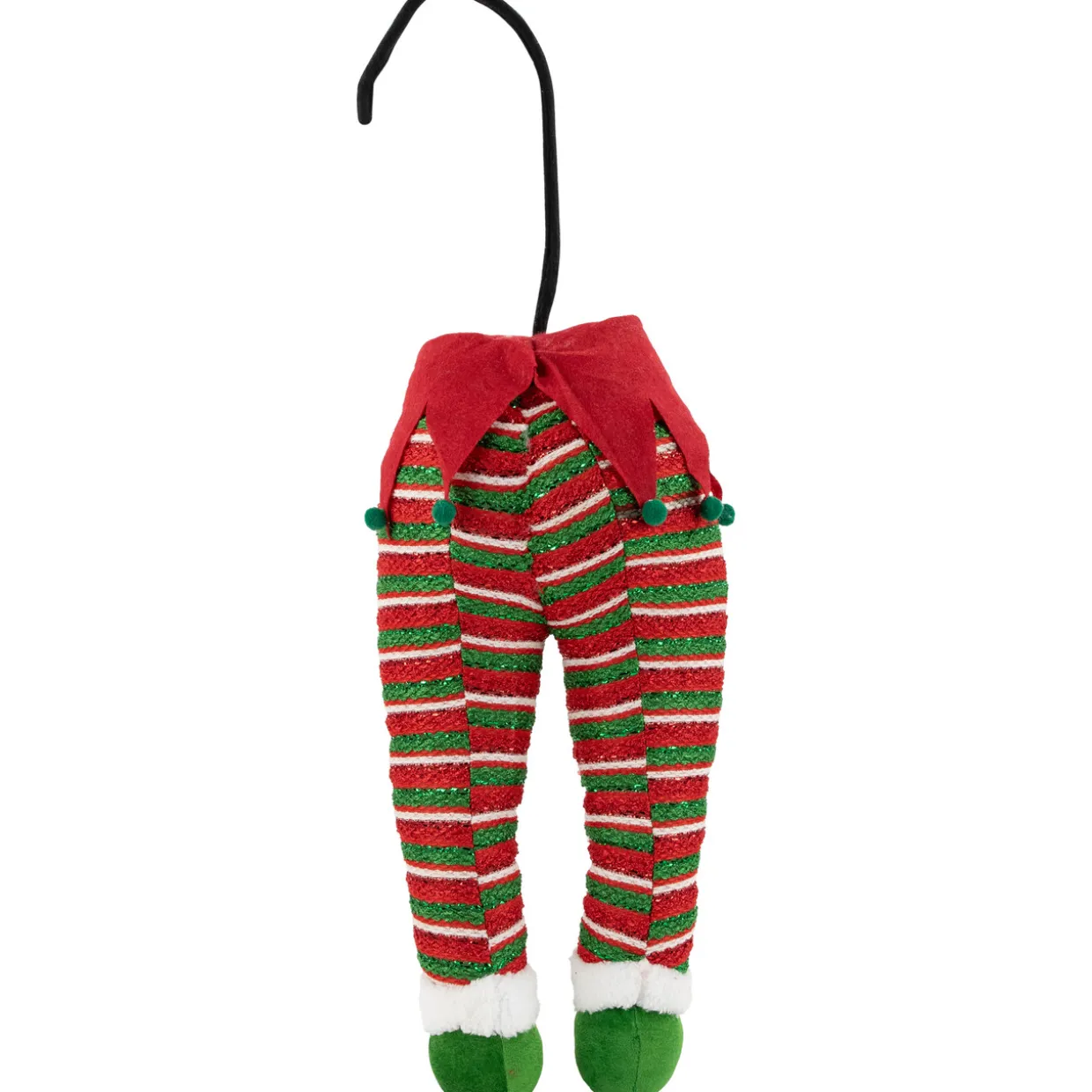 19" Red and Green Striped Elf Legs Christmas Decoration