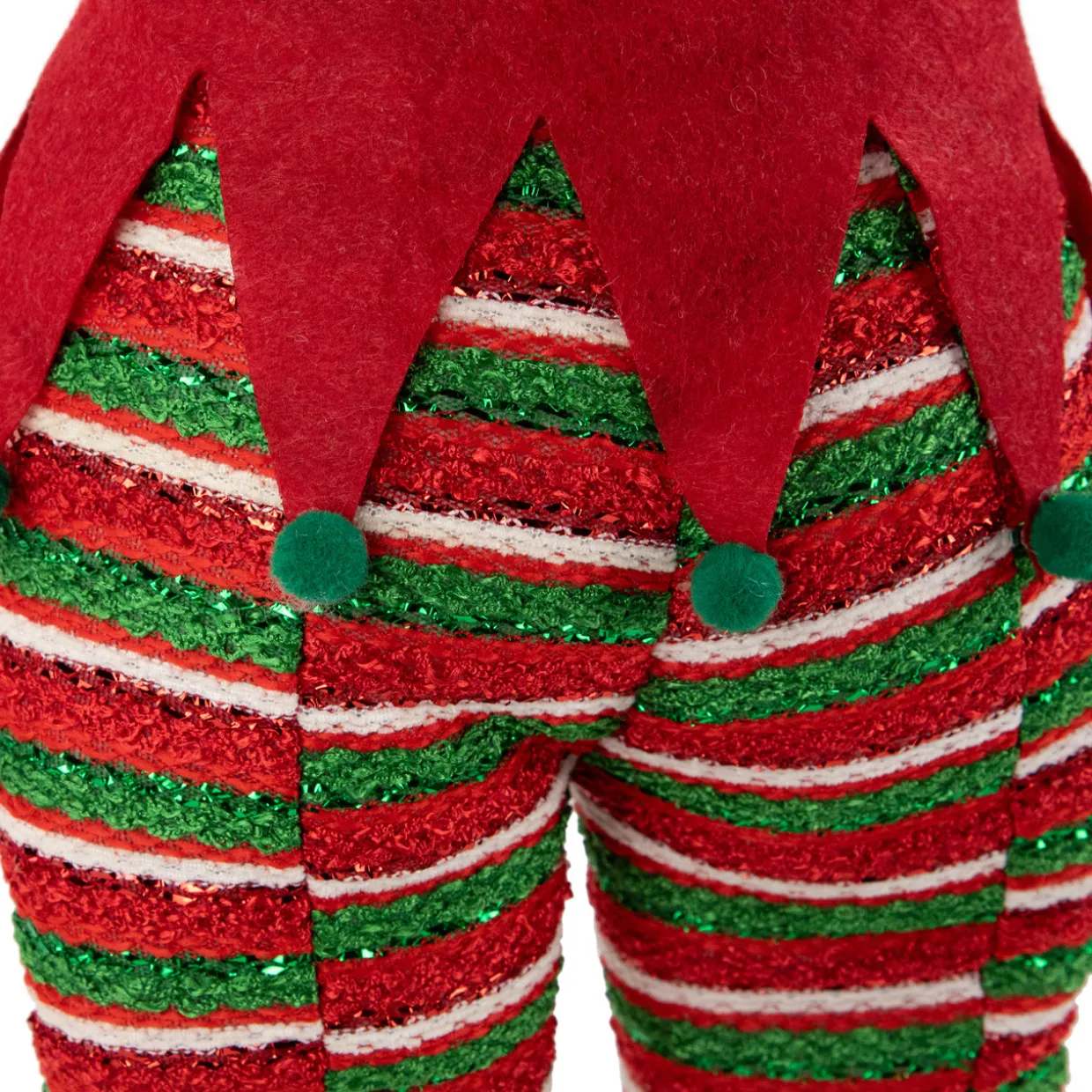 19" Red and Green Striped Elf Legs Christmas Decoration